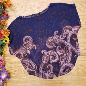 Guess Purple Pink Swirl Dolman Cropped Top